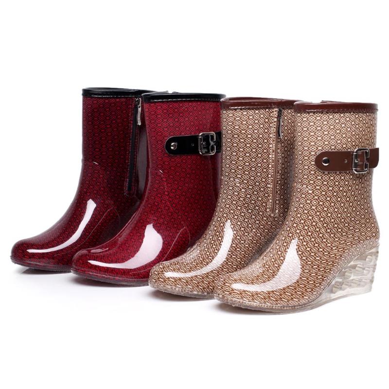 

Fashion Rainboots Women Mid Water Boots Buckle Long Tube High-grade Waterproof Shoes Womens Rubber PVC Rain Boots 8.20, Kh