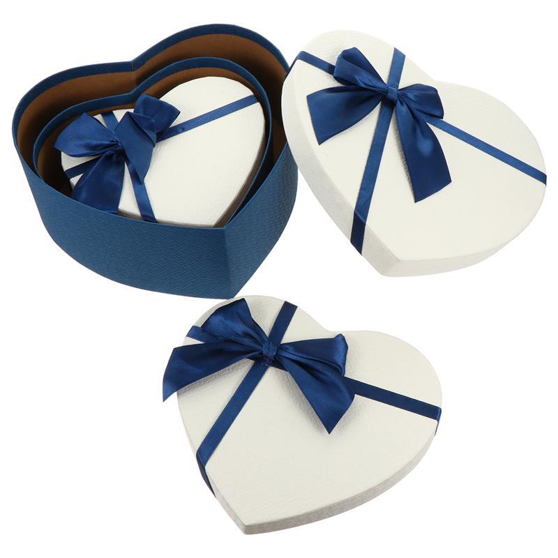 

3pcs Heart Shaped Present Boxes Bow-knot Gift Case Fashionable Gift Box