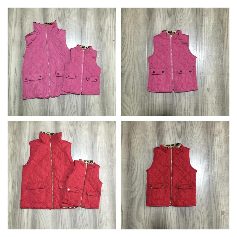 

Girlymax Fall/winter baby girls mommy & me wine plum jacket Reversible Vest cotton children clothes sleeveless boutique, H36-2-3