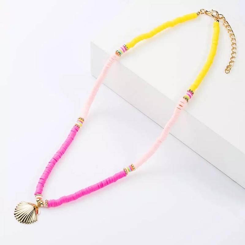 

handmade exquisite gold color shell pendant necklace three colors mix and match creative design silicone neck accessories 2020