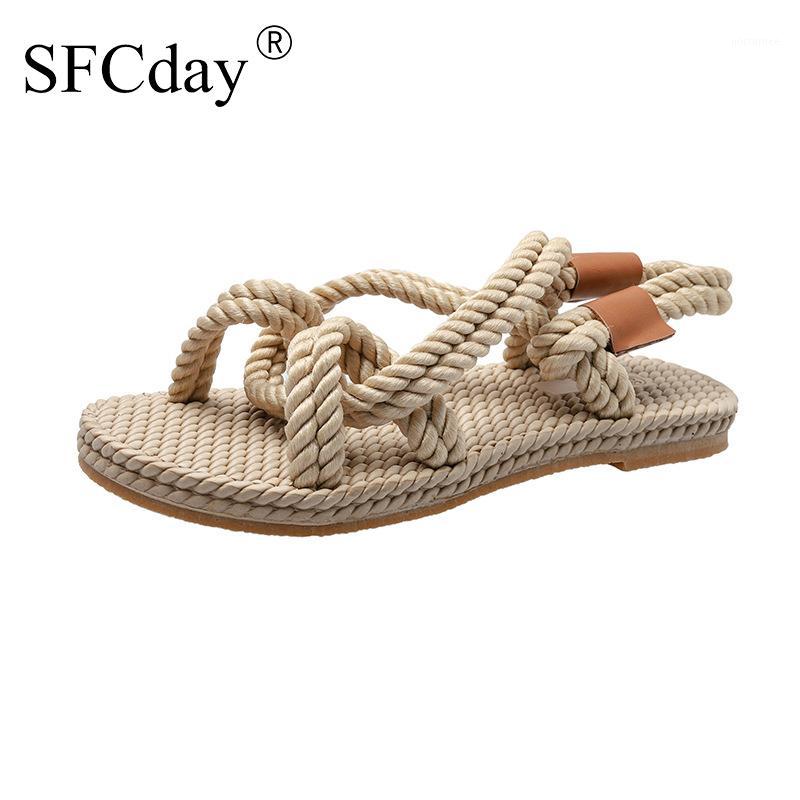 

NEW 2020 Women Rope Sandals Summer Rome Beach Shoes Fashion Female Slip on Sandals Platform Solid Slides Ladies Flip Flops1, Beige