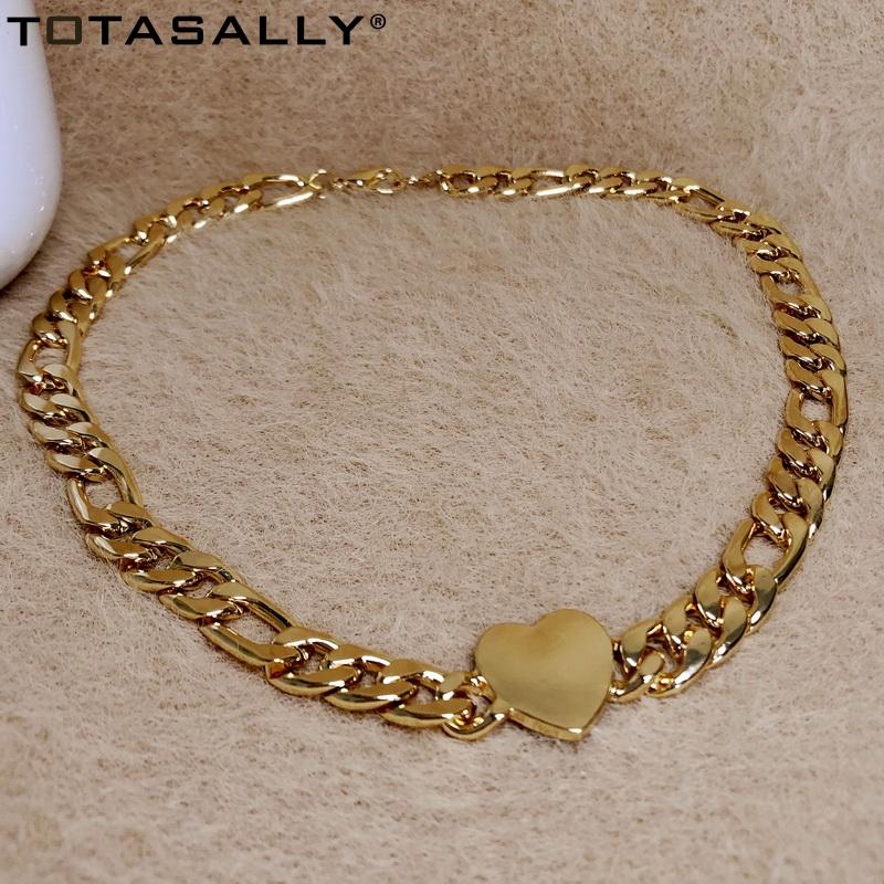 

TOTASALLY Women Heart Curb Chain Necklaces Fashion Punk Thick Metal Chain Toggle Clasp Chunky Collar Necklace DIY Match Jewelry