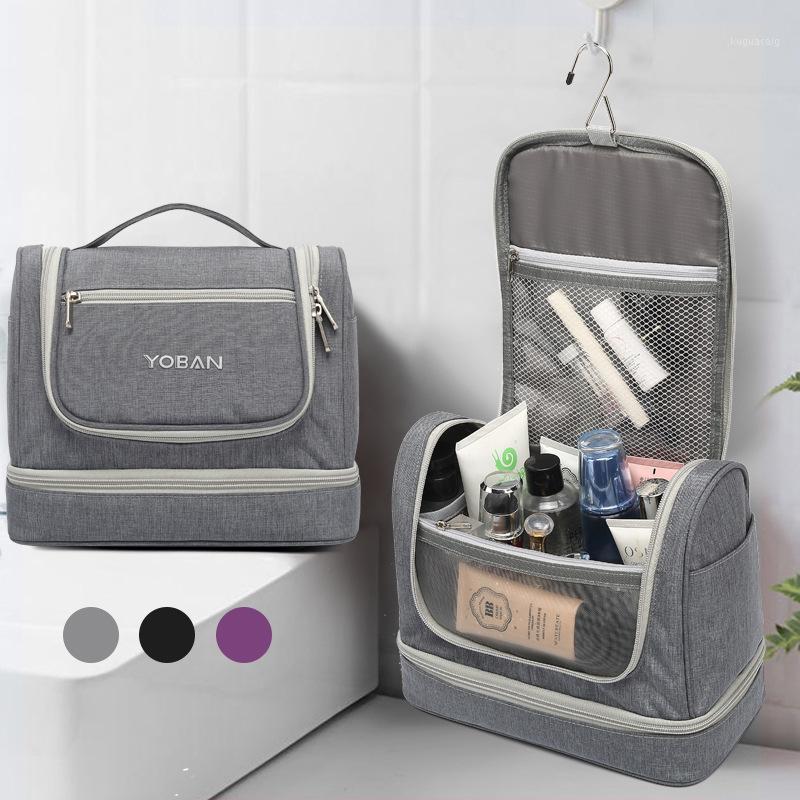 

Waterproof Toiletry Storage Bag Hanging Cosmetic Toothbrush Organize Pouch Larger Capacity Men Women Business Travel Accessory1, B gray