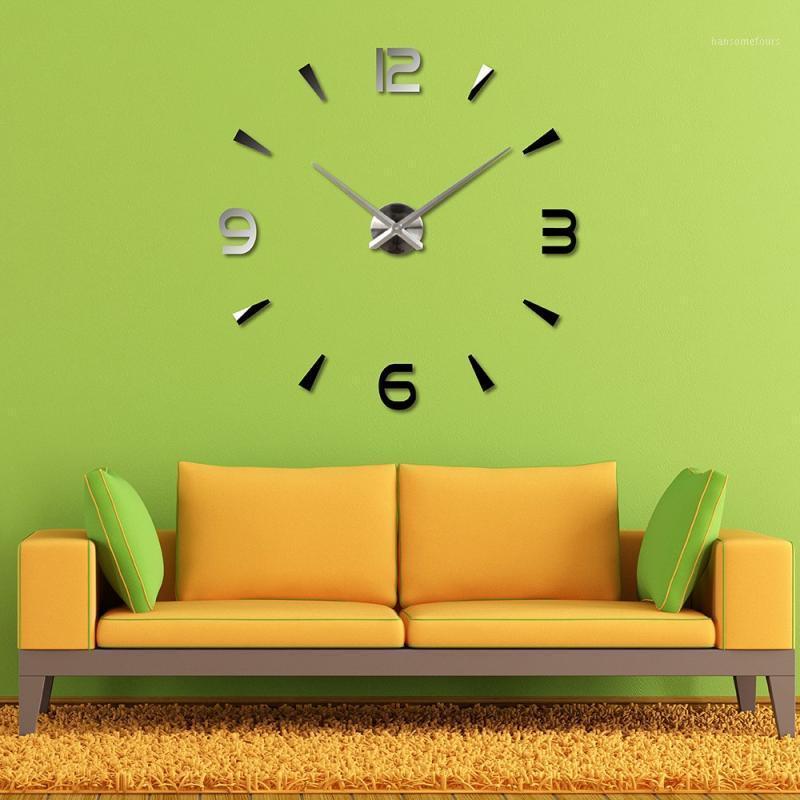 

2020 New Clock Watch Wall Clocks 3d Diy Acrylic Mirror Stickers Home Decoration Living Room Quartz Needle Silent Motion Dropship1