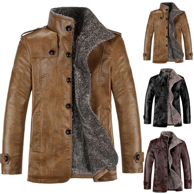 

8XL 2020 High Quality PU Leather Jackets Men Autumn Solid Stand Collar Fashion Men Jacket Jaqueta Masculina DCT-2461, Black
