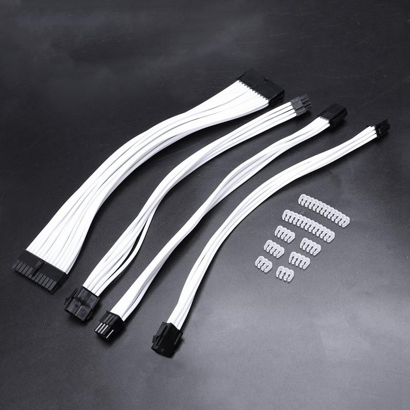 

Basic Extension Cable Kit; 1Pcs Atx 24Pin/Eps 4+4Pin/Pci-E 8Pin/Pci-E 6Pin Power Extension Cable 18AWG Wire Computer connectors