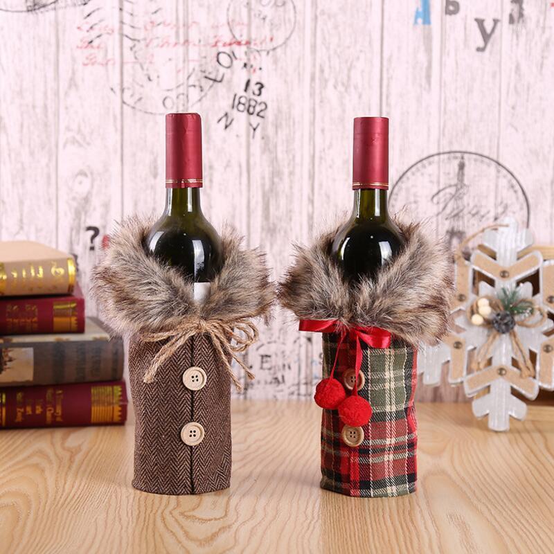 

Christmas Decorations 4pcs/lot Merry Ornaments Gift Lattice Wine Bottle Cover Toy For Home Party1