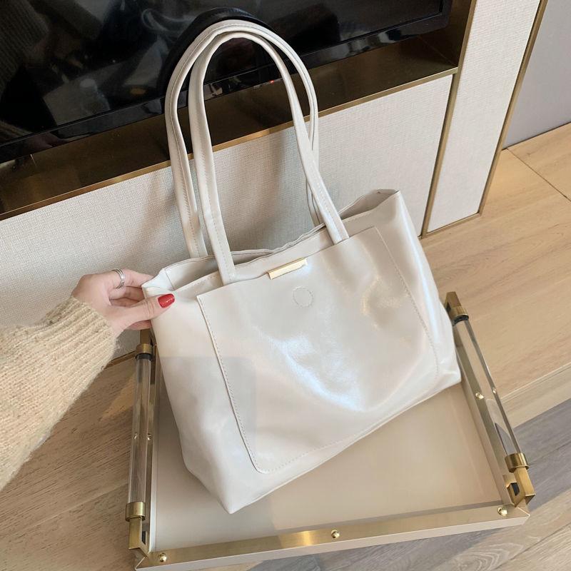 

Big Women Shoulder Bags Totes Pu Leather Black Women's Bags, Beige