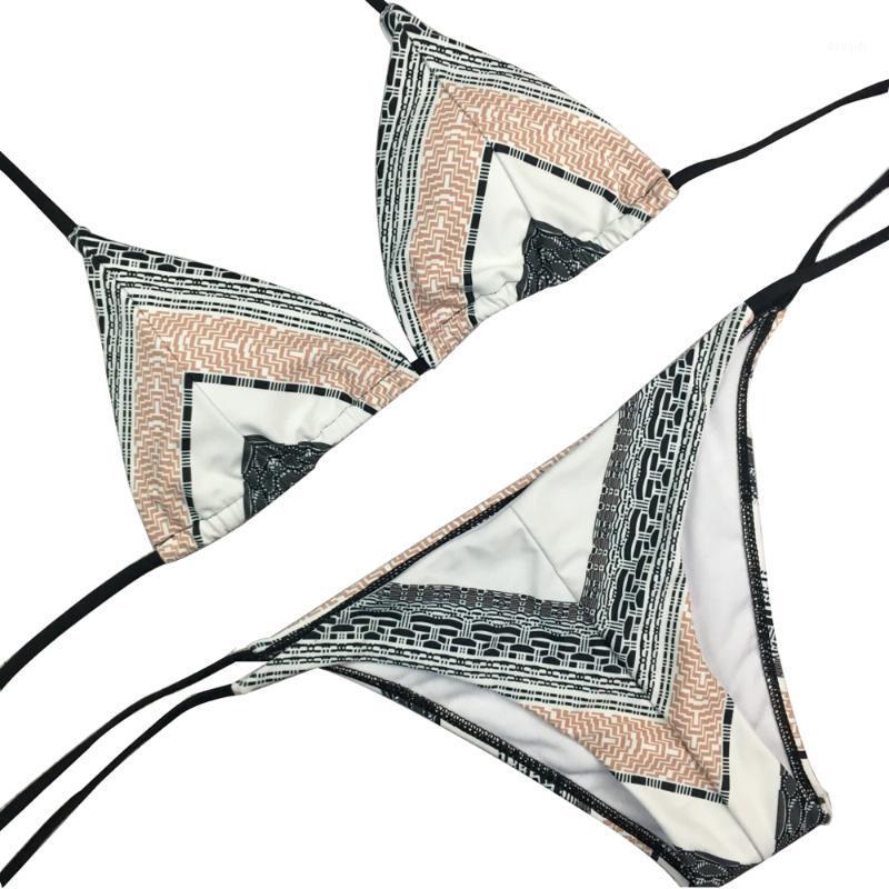 

Free shipping Lucia Stripe Halter Bikini 4F46001, As shown