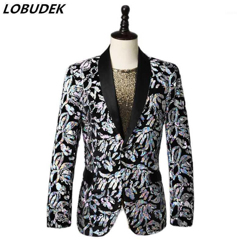 

Men Silver Sequins Blazer Bar Nightclub Star Singer Concert Stage Tuxedo Costume Wedding Groom Prom Slim Suit Jackets Blazers1