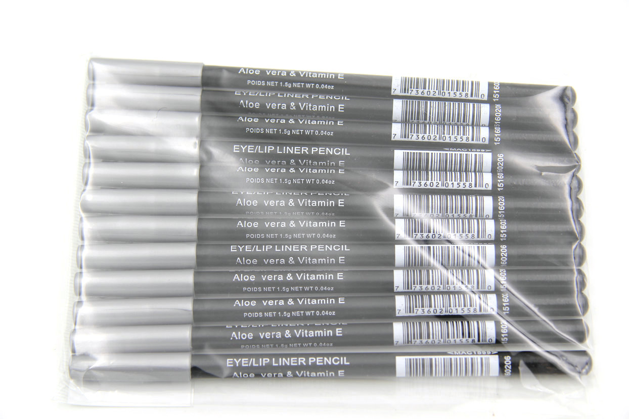 

120pcs MIX EYE/LIP Liner Pencil Aloe & Vitamin E 1.6g 12 color Eyeliner Pencil Free shipping, Black