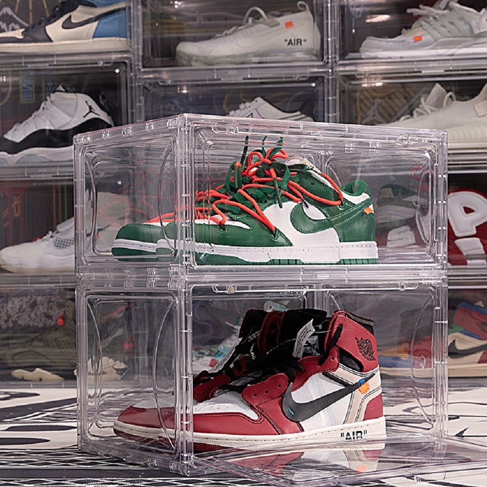 

Thicken Clear Basketball Football Plastic Dustproof sport Shoe Storage Box Flip Transparent Sneaker Box Stackable boot Organizer Showcase