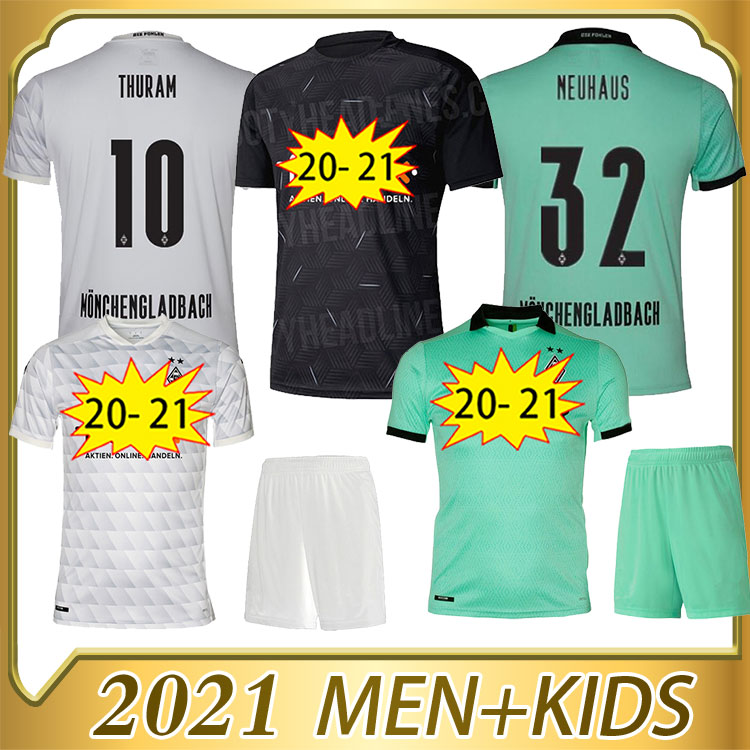 

men 20 21 THURAM LAINER PLEA Soccer Jersey Gladbach 2020 2021 Monchengladbach MÃNCHENGLADBACH Borussia Home Away Football Shirt, Black