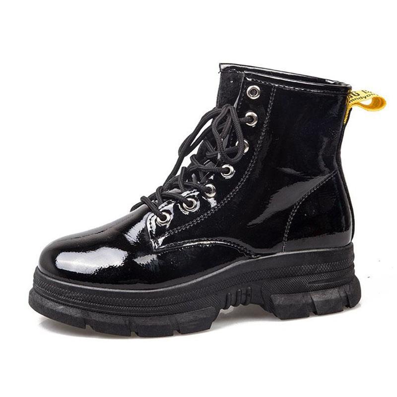 

Winter Plus Velvet Warm Ankle Boots Botas Mujer Leather Platform Shoes For Women 2021 Fashion Lace Up Thick Sole Short Booties, Kx c-003