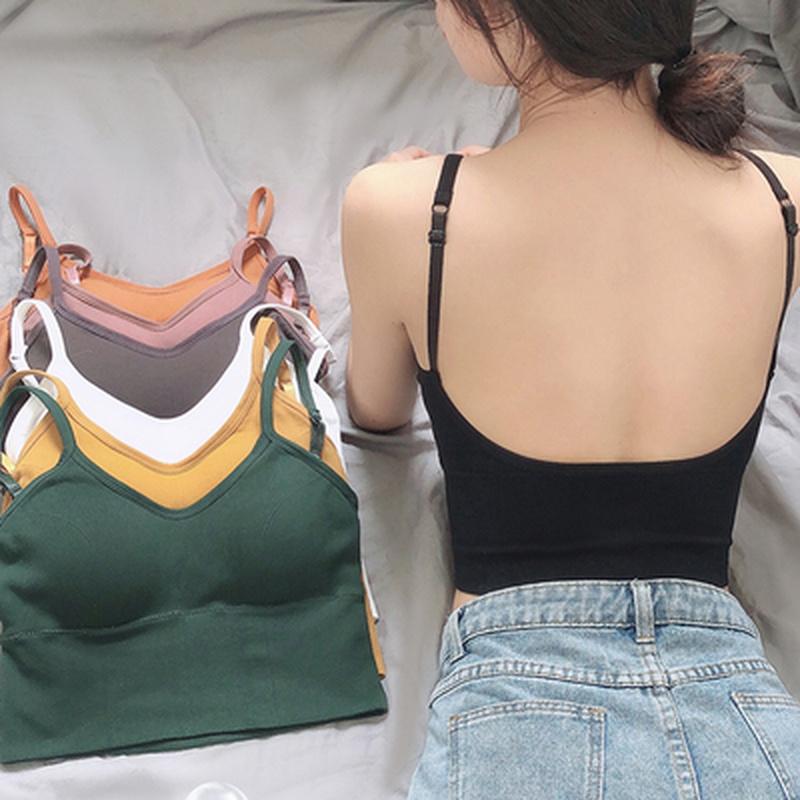 

Tank Top Women Crop Seamless Underwear Crop Top Female U Back Short Tops Women Sexy Lingerie Sleeveless Padded Camisole, Style1-black