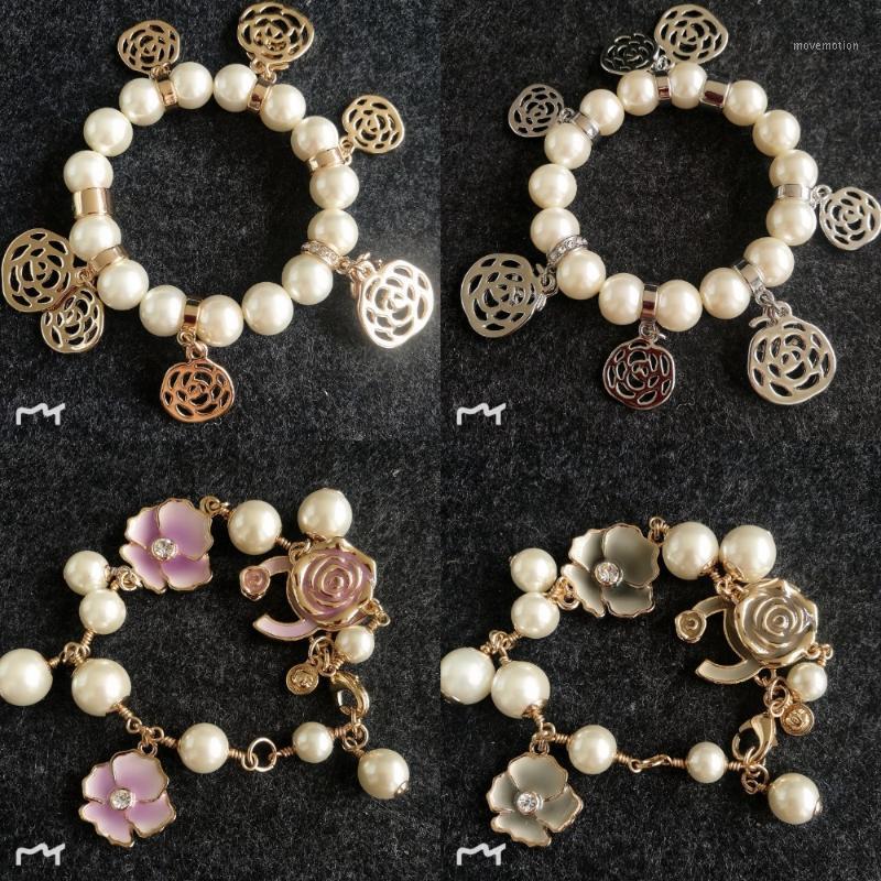 

high quality Pearl charm Beaded bracelets for women Jewelry flower camellia pendants charms Sale price1