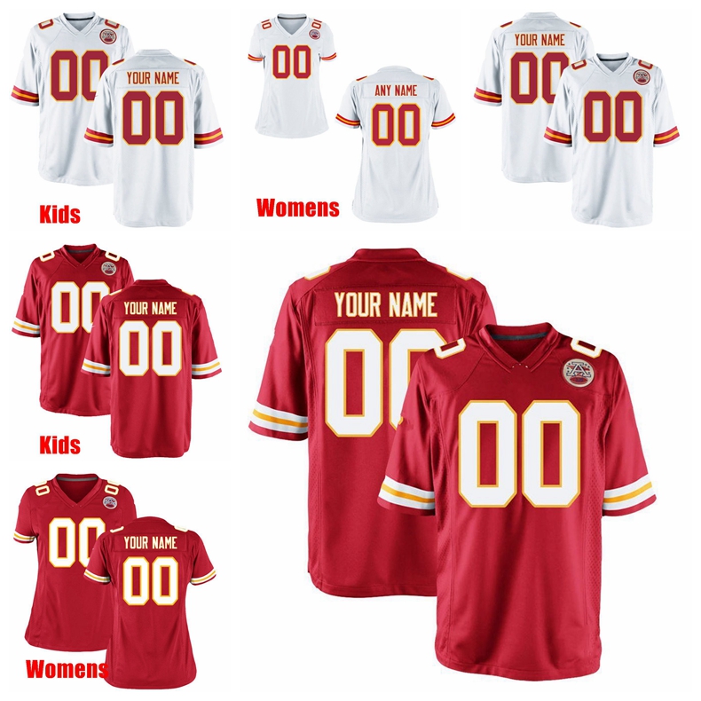 

Custom Kansas City Chiefs Mens Womens Kids Watkins Okoye Tyrann Mathieu Eric Berry Chris Jones Priest Holmes Football Jersey, Black;red