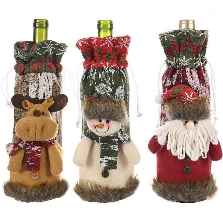 

Christmas Red Wine Bottle Cover Bags Merry Christmas Decoration Holiday Home Party Santa Claus Packaging Wholesale1