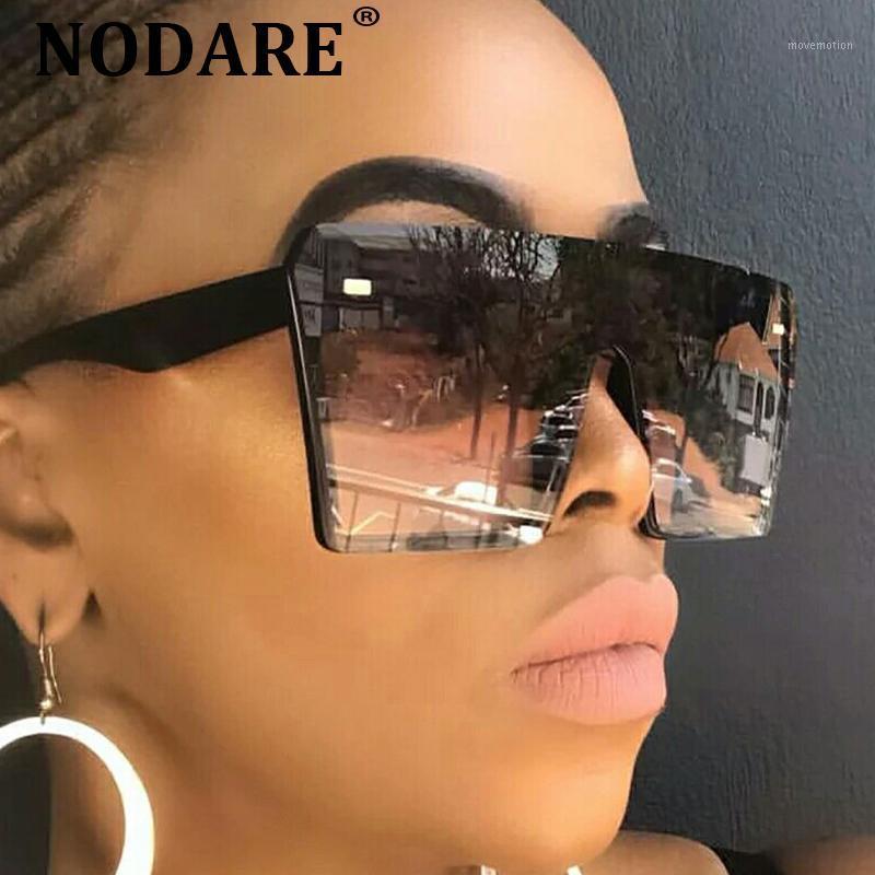 

NODARE Flat Top Oversize Square Sunglasses Women Fashion Retro Gradient Sun Glasses Men Black Big Frame Vintage Eyewear UV4001