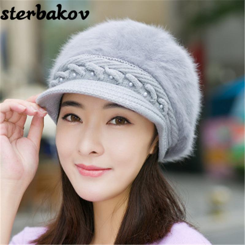 

sterbakov Winter Knit Hood Thick Cotton% 100 Pom Poms Hat Women Hot Girl cap Knit Hat Playing peas