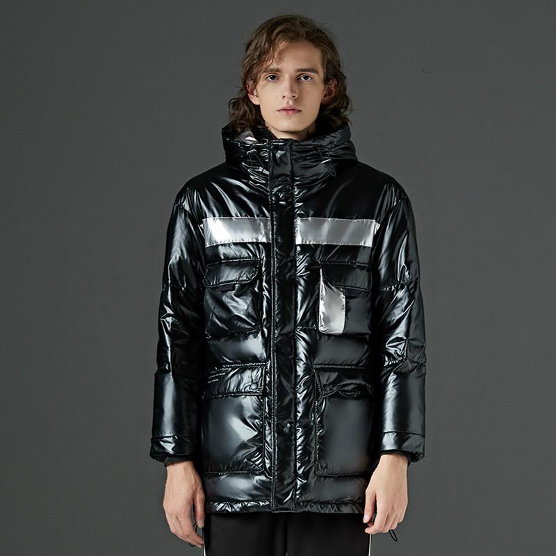 

2020 new thick down jacket men's medium long men's winter wear plus size coat, Black