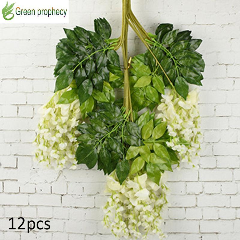 

12Pcs Fashion Artificial Hydrangea Party Romantic Wedding Decorative Artificial Silk Wisteria Flower Vines Hanging Rattan Flower1