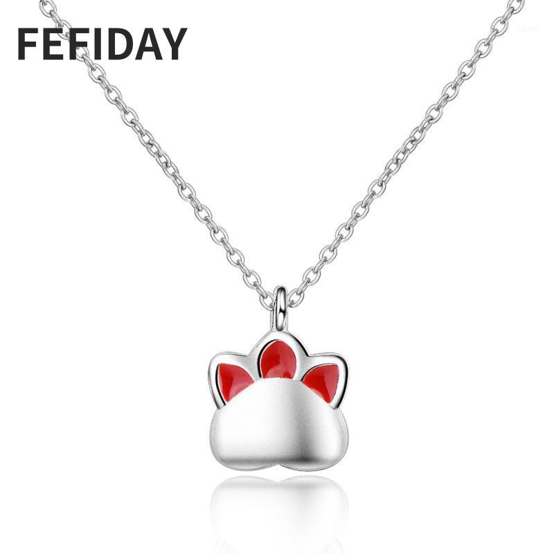 

FEFIDAY Modern Custom Women Pendant Cat Animal Enamel Necklace Neck Pendants Women Female Chocker Fashion Necklaces 20201