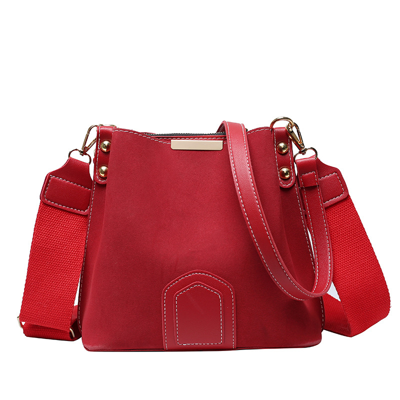 

PB0003 New Fashion Women Bags Simple PU Leather Frosted Handbag Single Shoulder Bag Crossbody Bucket Bag 4Colors, As pic