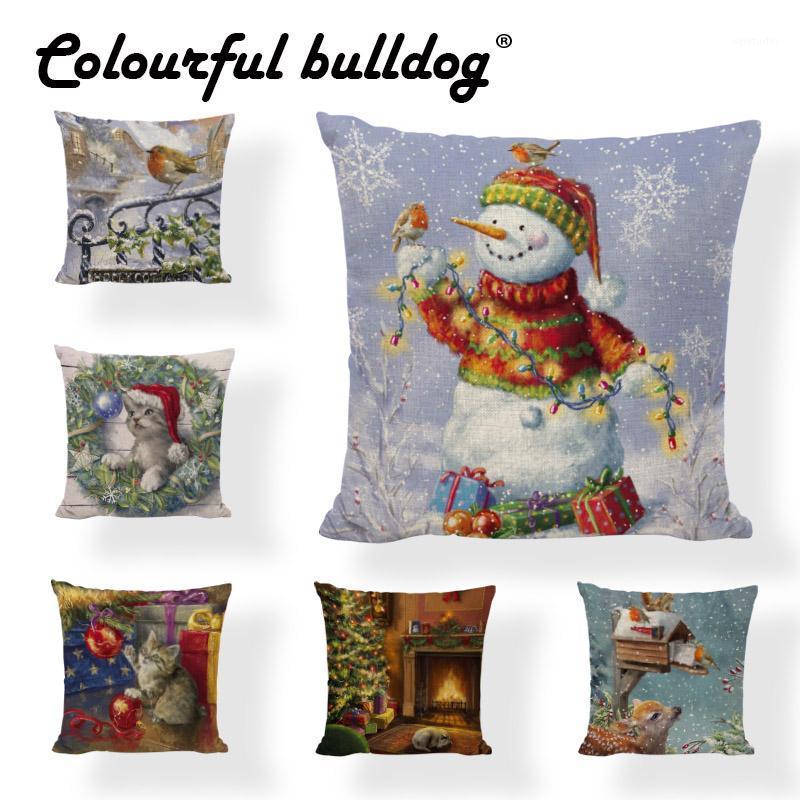 

Cuteness Christmas Pillow Case Decorate Ball Dog Cat 43*43CM Stars Sparrow Snowflake Cushion Cover Decoration Living Room Party1