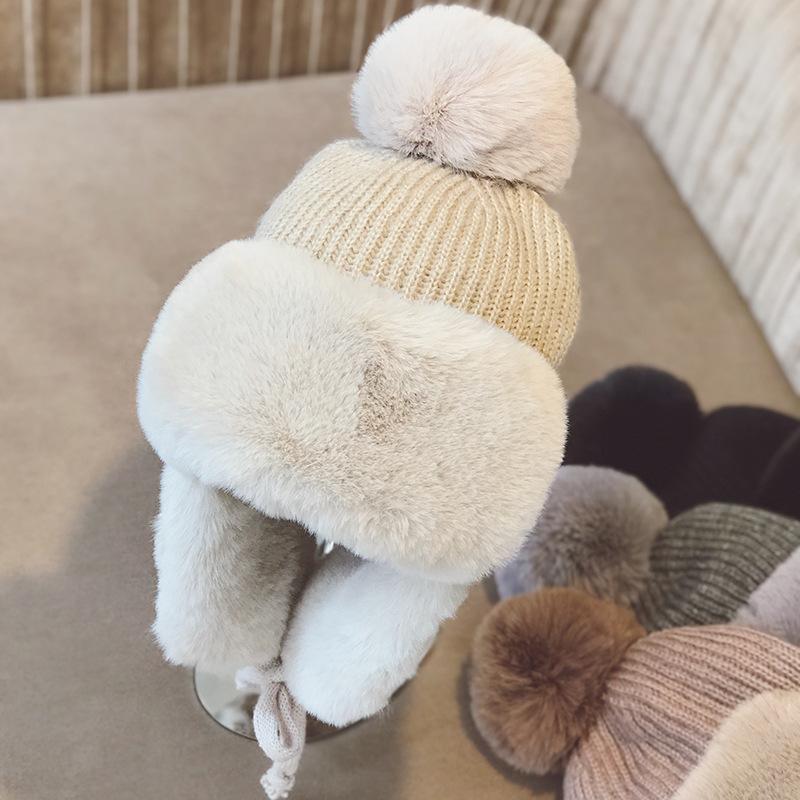 

Berets Women Winter Snow Cap Thickening Plus Velvet Earmuffs Cycling Windproof Hat Skiing Fleece Outdoor Sport, Grey