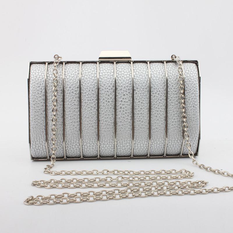 

2020 European and American style evening dinner bag newn design line iron mesh PU women clutch bag female handbag shoulder, Black