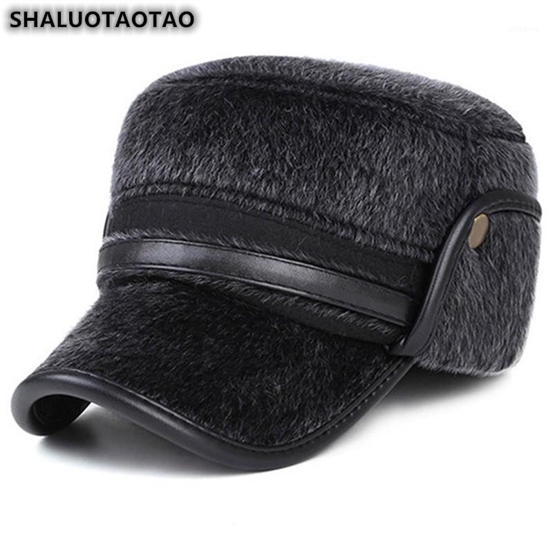 

Wide Brim Hats SHALUOTAOTAO Adjustable Size Thicken Thermal For Men Winter Fashion Warm Earmuffs Flat Cap Leisure Sports Dad Hat1, Black