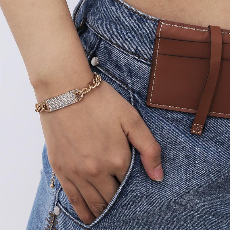 

WANGLUFEI Punk Fashion Thick Iron Link Bracelet for Women Charm Bangles Men Hand Jewelry Steampunk Twisted Link Bracelet Gift