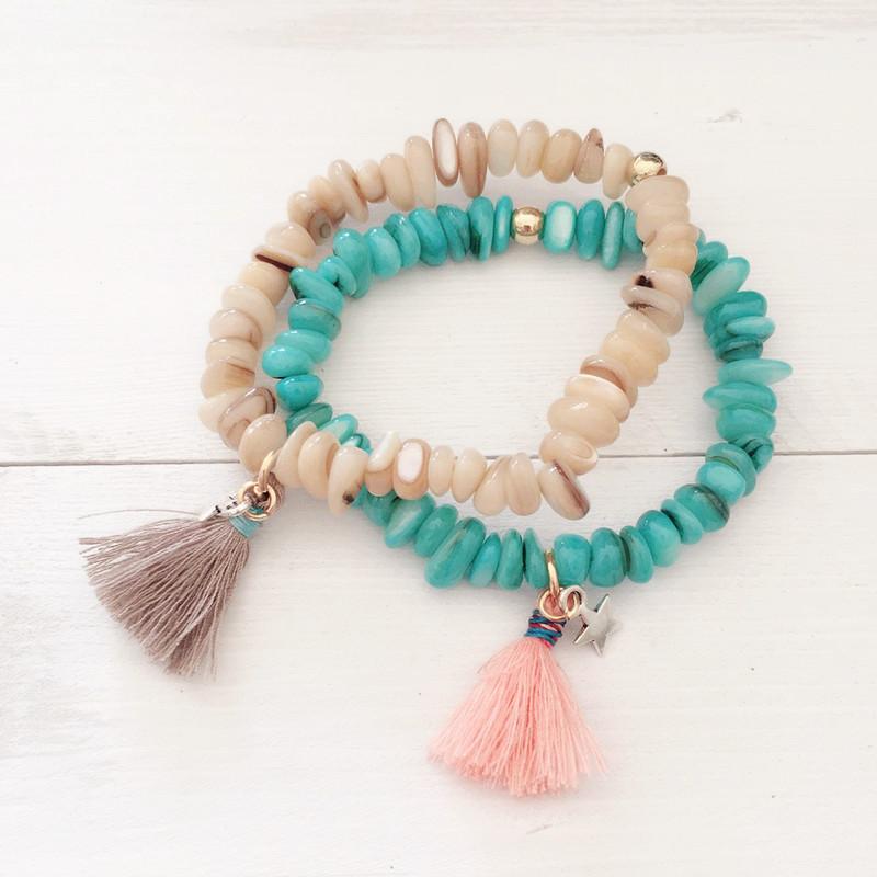 

Beaded, Strands Dongmu Jewllery 2021 Handmade Bohemian Fashion Beaded Crystal Bracelet Shell Tassel Summer Exquisite Women Mother's Day Gift