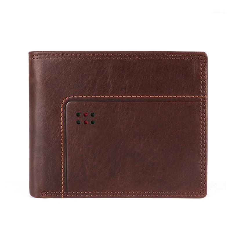 

Wallet Short Men Purses & Wallets Genuine Leather Men Wallet Card Holders Purse For Coins Male Money Bag Vintage Purses1, Chocolate