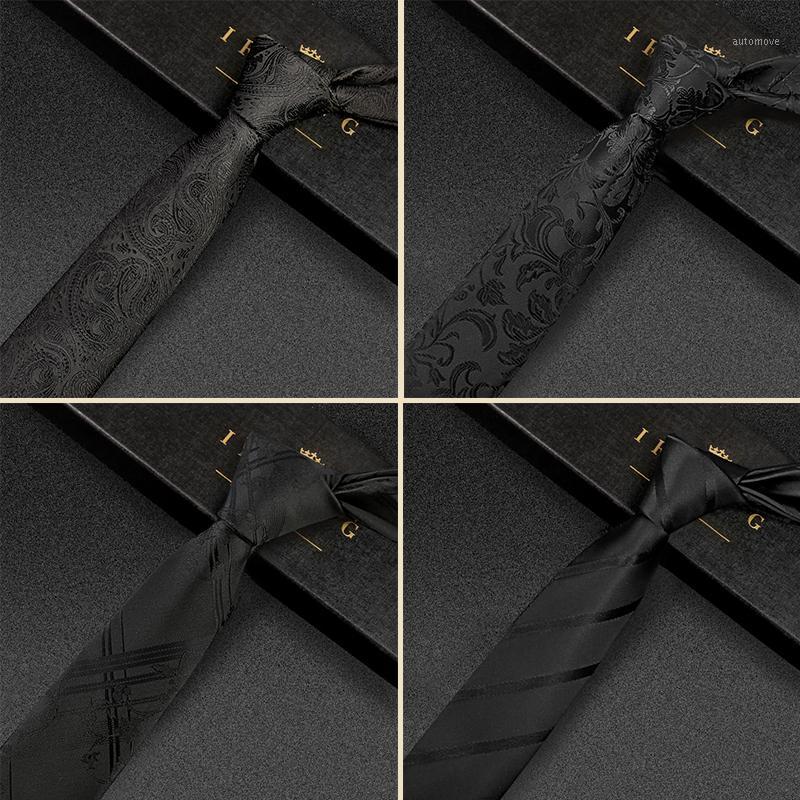 

High Quality 2020 New Designers Brands Fashion Business Casual 5cm Slim Ties for Men Necktie Formal Work with Gift Box Black1