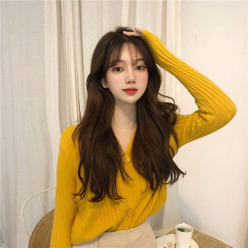 

Female Down in v Mesh Casual Short Single Lady-breasted Student Cardigan Sweater R369 Tk7j, Brick red