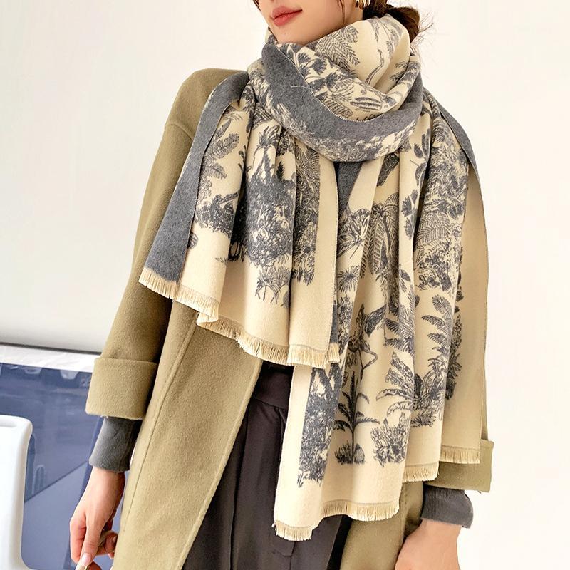 

Women Winter Scarf 2020 Design Print Cashmere Female Scarves Warm Stoles Shawls and Wraps Thick Blanket Echarpe1