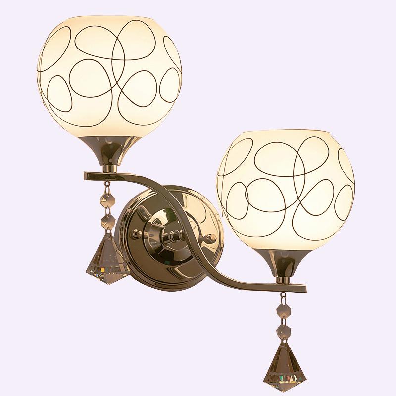 

Fashion Frosted Glass Lampshade Wall Lamp Crystal Led Sconce Loft Home Lighting Modern Bedroom Mounted Bedside Lamp