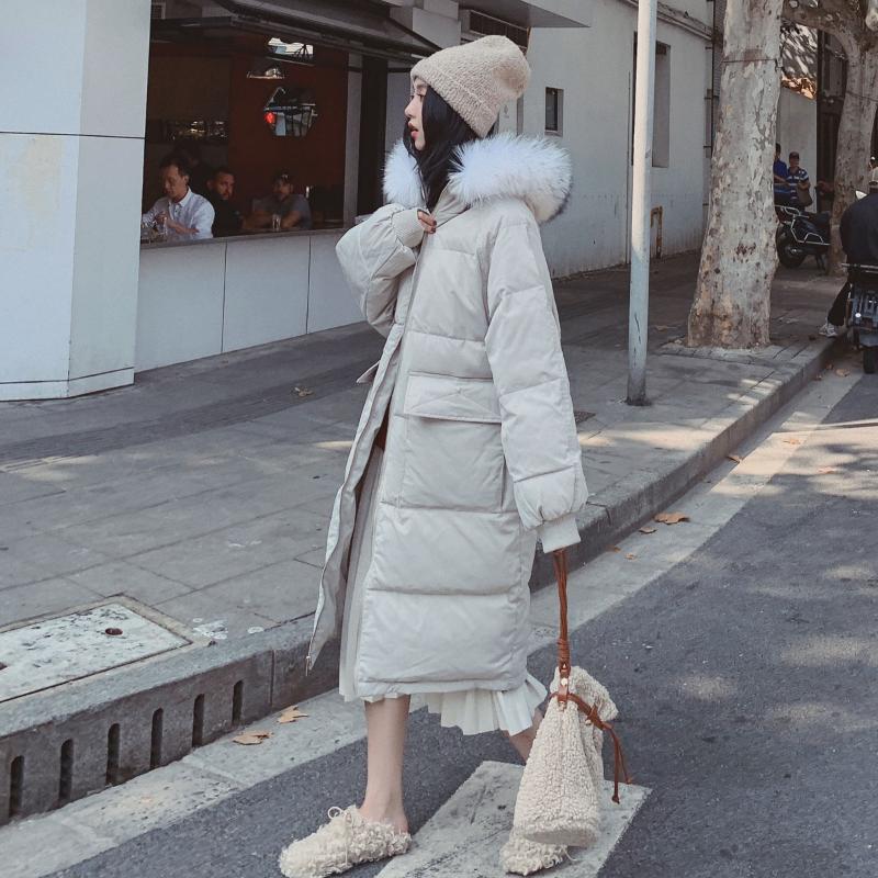 

2020 Womens Winter Jackets Long Hooded Big Fur Collar Cotton Women' Jacket Loose Casual Thick Warm Fashion Women Parka Coat, Gray-blue