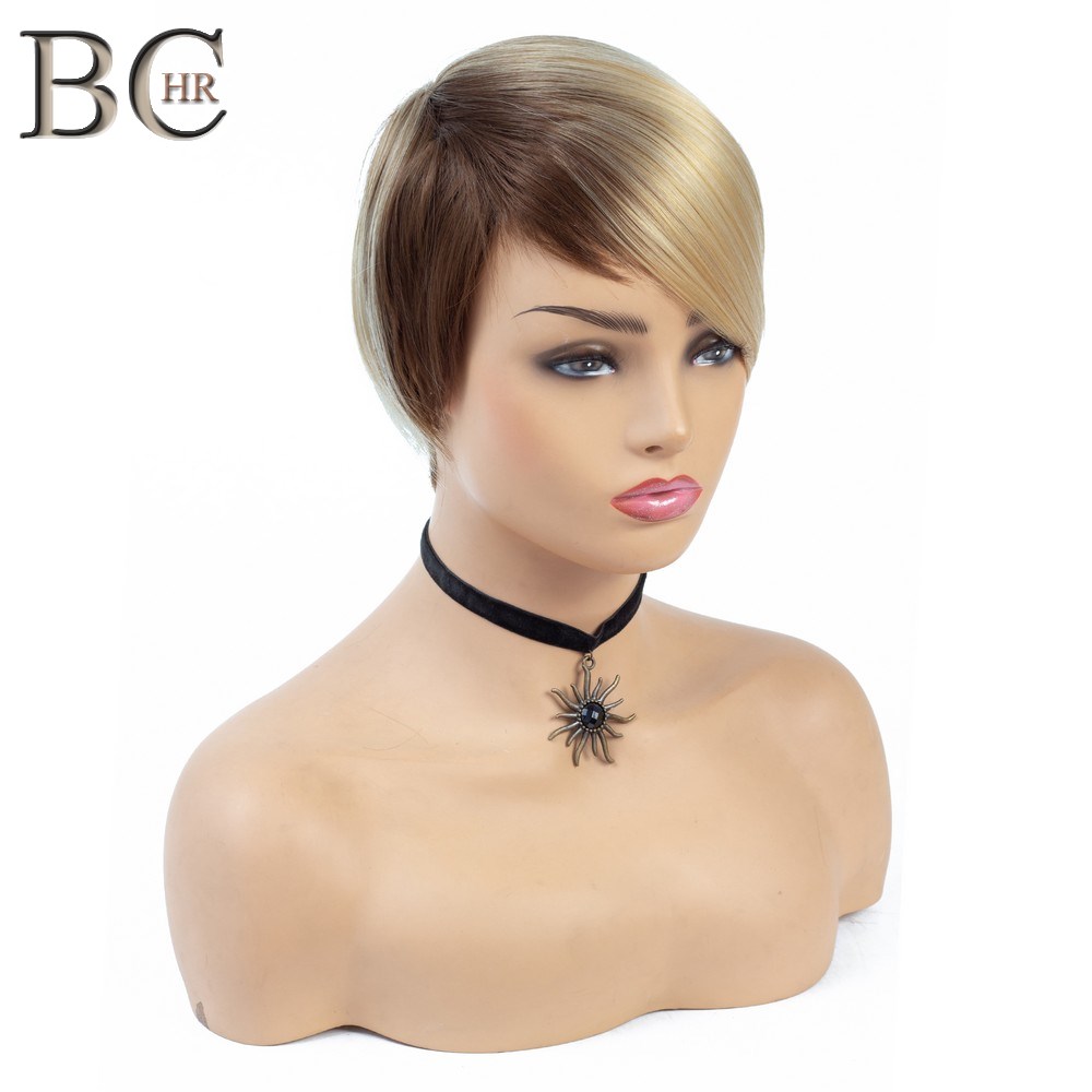 

Shanghair Straight Synthetic Hair Wigs for Women Ombre Brown Blonde Wig Short Bob Wigs High Temperature Fiber Synthetic Wig