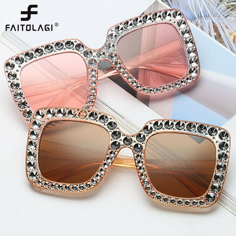 

Sunglasses Oversize Square Shining Imitation Diamond For Women Lady Outdoor Sun Glasses