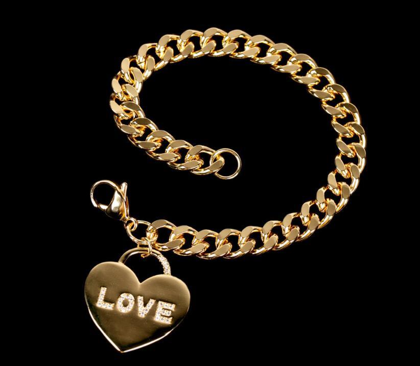

INS Trendy Bracelet Copper LOVE Hip Hop Cuban Chain Bracelet Accessories