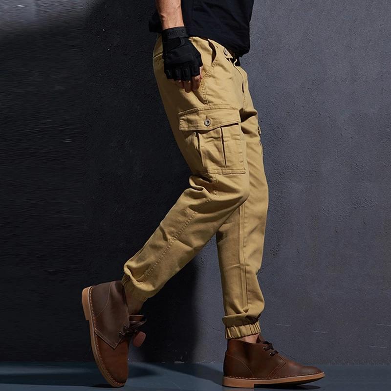 

Men's Casual Cargo Pants Pockets Flexible Joggers Tactical Pants Male Streetwear Trousers, Black 1063