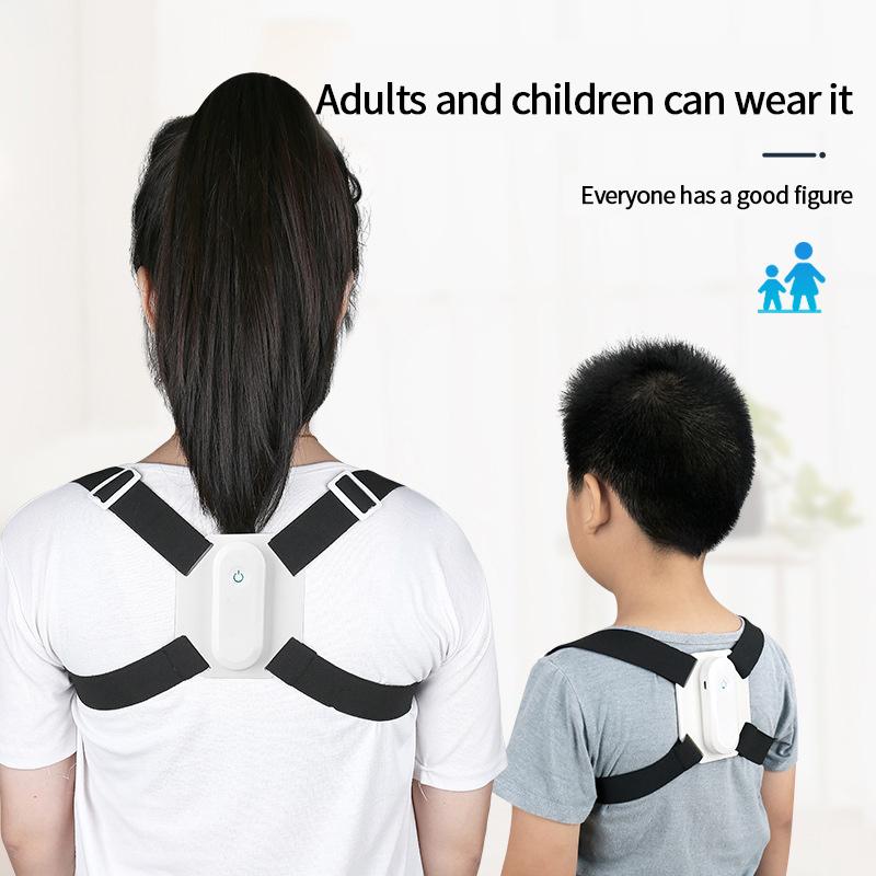 

Back Correction Belt Brace Support Adjustable Back Posture Corrector Clavicle Long Battery Life Adults Posture Correction, White