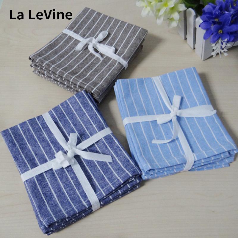 

Cotton Linen Cloth Blue White Stripe Thicken Napkin Home Wedding Party Kitchen Restaurant Cup Dishes Napkins Table Decorative1