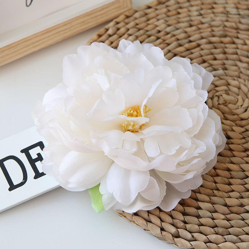 

15cm large simulation silk peony flower head wedding decoration road leading wreath DIY background artificial peony flower wall1, Beige