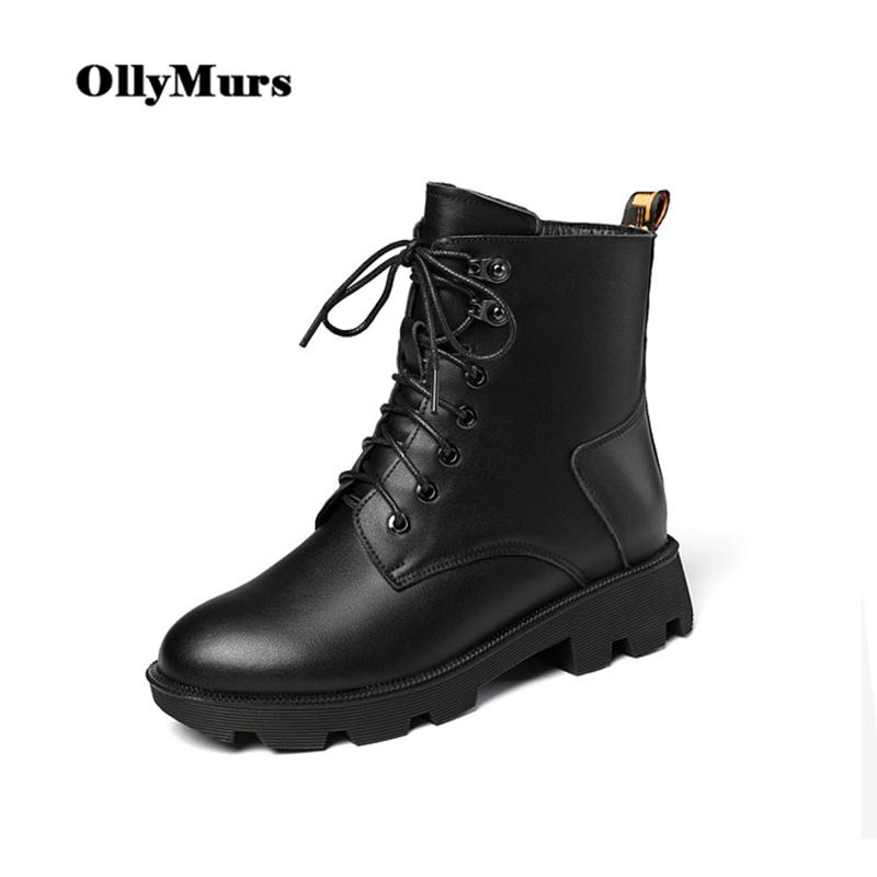 

OllyMurs Fur Warm Plush Wool Women Boots High Quality Lace Up Mid-Calf Boots for Women Warm Winter Waterproof Snow, Plush lining
