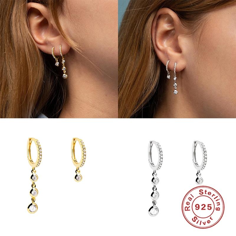 

Hoop & Huggie Really 925 Sterling Silver Spike Zircon Earrings Romantic Sweet For Girl Party Valentine's Day Gift Small Ear Bone