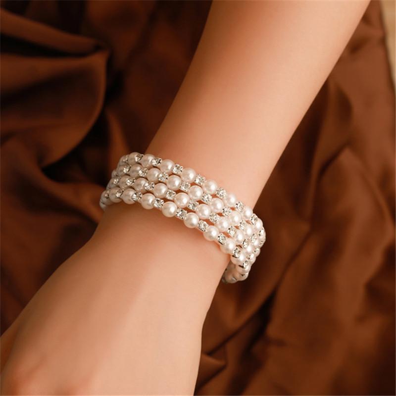 

Fashion Multiple Rows Crystal Adjustable Bracelet Bangle for Women Rhinestone Silver Color Wedding Bracelets & Bangles Jewelry